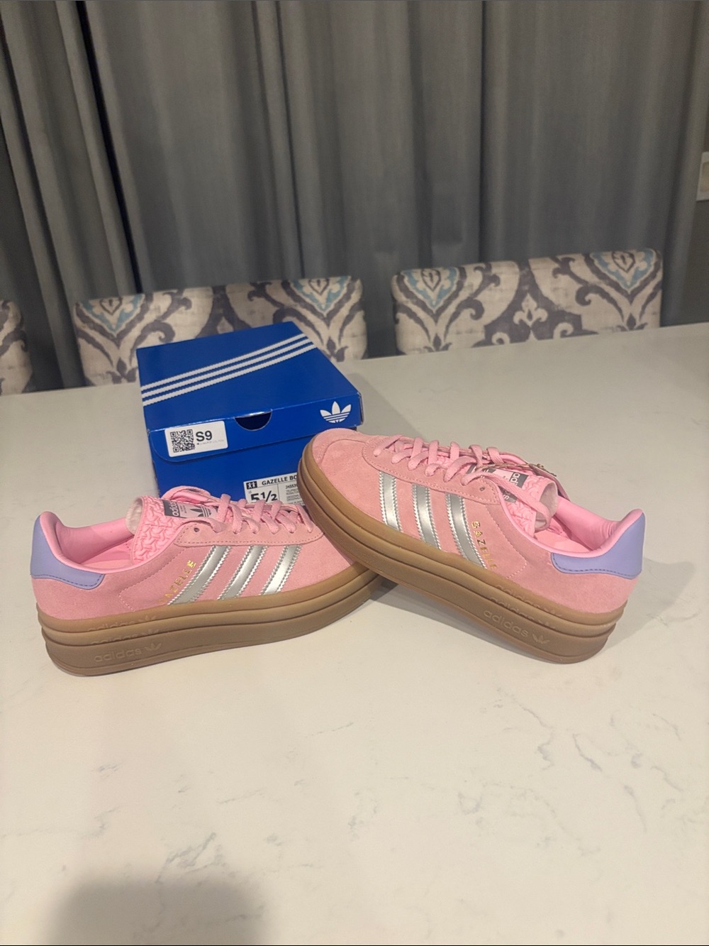 adidas Pink Suede Platform Sneakers with Silver Stripes